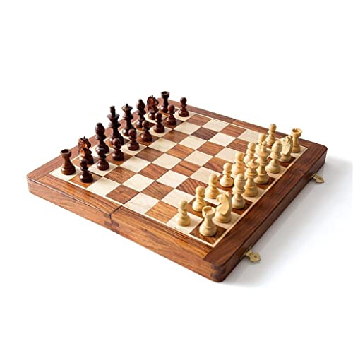 10" Magnetisches Schachspiel aus Holz, faltbares Reiseschachbrettset mit Aufbewahrungsfächern für Holzfiguren, für Erwachsene, Teenager, Anfänger, Schachgeschenke von UGKSBDVJK