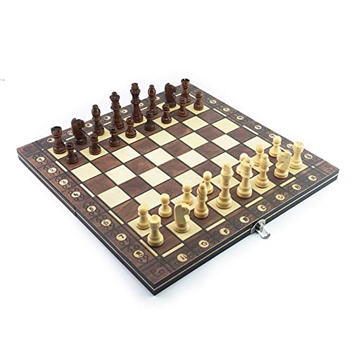 Chess Up+ Holzschach Backgammon Dame 3 in 1 Schachspiel Antikes Schach Reiseschachspiel Holzschachfigur Schachbrett Internationales Schach von UGKSBDVJK