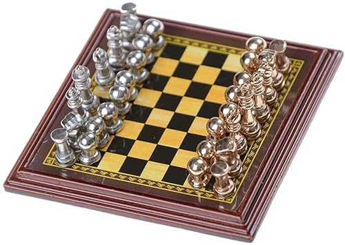 Familienspaß Massivschach Klassische Schachfiguren aus Zinklegierung Holzschachspiel Schachspielset mit König Outdoor-Spiel Schach Schachbrett Geschenk Kunsthandwerk von UGKSBDVJK