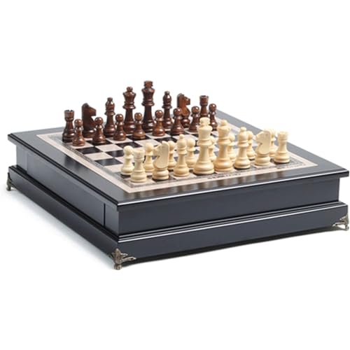 Großes Schach für die ganze Familie, Schachbrett und Schachfigur aus Holz, luxuriöses professionelles Schachspiel mit Aufbewahrungsfächern, Kunsthandwerk von UGKSBDVJK