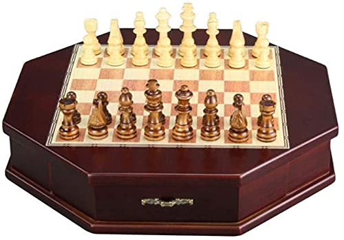 High-End-Schach 32-teiliges Schachspiel aus Holz für den Tisch, Schachspiel, Spiele, Retro-Weihnachtsschmuck, Lernspielzeug, Schachbrett für den Innenbereich von UGKSBDVJK