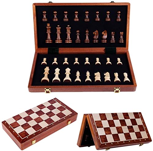 Holz Erwachsene High-End Geschenk Anzug Schachspiel mit Schachfiguren Klappspielbrett Lagerung Intelligenz Entwicklung Schachbrett Schach von UGKSBDVJK