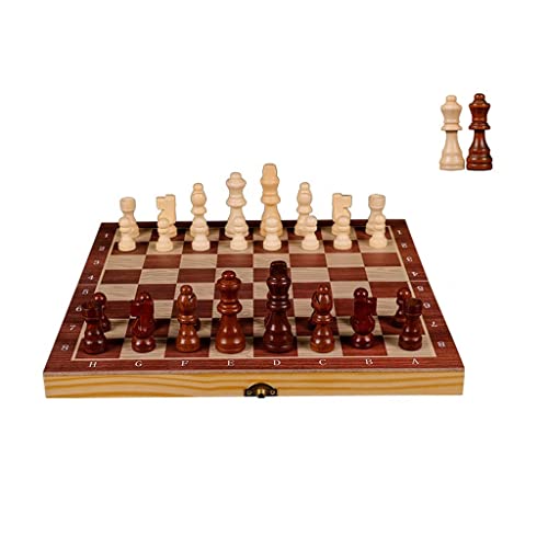 Holzschach, Retro-Magnetschach für Erwachsene, tragbares Schachbrett, Aufbewahrungsbox aus Holz, zusammenklappbares Schachspiel mit 2 zusätzlichen Königinnen, Schachgeschenke von UGKSBDVJK