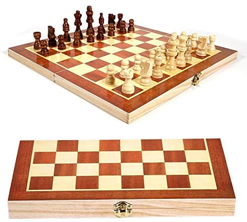 Holzschach Internationales Faltbares Schachspiel Schachfiguren Tragbares Reisespiel Schachbrett Handgeschnitzte Schachfiguren Schachspiel von UGKSBDVJK