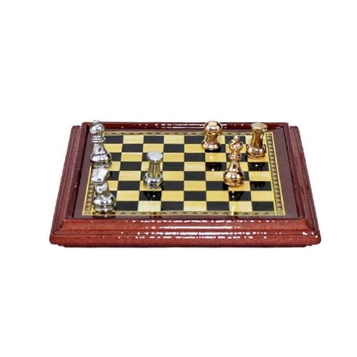 Internationales Schach, 1 Satz Miniatur-Internationales Schachspiel, Legierungs-Mini-Schachspiel mit 32 Schachfiguren, tragbares Reisebrettspiel für Jungen und Mädchen, Schachgeschenke von UGKSBDVJK