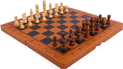 Internationales Schach, 15,3 Zoll großes Schachspiel, magnetisches Holzschachspiel mit Holzschach und Aufbewahrungsfächern für Erwachsene, 2 zusätzliche Schachköniginnen als Geschenke von UGKSBDVJK