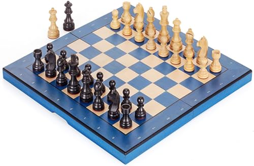 Internationales Schach, Holzschachspiel, Klappschachspiel, tragbares Schach-Reisebrettspiel mit Schachfiguren und Aufbewahrungsfächern für Schachgeschenke für die Familie von UGKSBDVJK