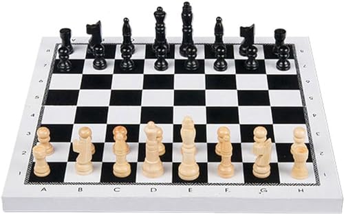 Internationales Schach, Klappschachspiel aus Holz, handgefertigt, tragbares Schachbrettspielset mit Schachfiguren und Aufbewahrungsfächern, Familienspiel, Schachgeschenke von UGKSBDVJK