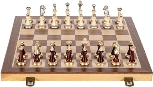 Internationales Schach, Luxus-Schachspiel, Holzschachspiel, tragbares Reiseschachbrettspiel für professionelle Familienspiele, Unterhaltung, Schachgeschenke von UGKSBDVJK