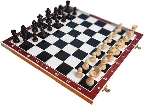 Internationales Schach, Luxus-Schachspiel, Klappschachspiel, tragbares Reiseschachbrettspiel mit Schachfiguren und Aufbewahrungsfächern für das Familienspiel, Schachgeschenke von UGKSBDVJK