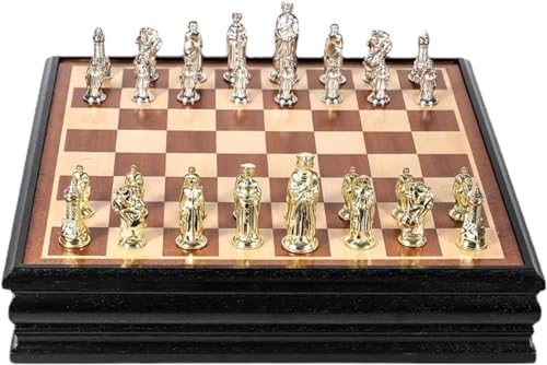 Internationales Schach, großes Luxus-Schachbrett-Set, Schachspiel aus Massivholz mit Schachfiguren aus Metall und Aufbewahrungsfächern, professionelle Brettspiele, Schachgeschenke von UGKSBDVJK