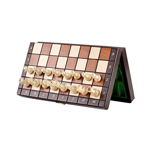 Internationales Schach, magnetisches Holzschachspiel, handgefertigtes faltbares Reiseschachbrettspielset aus Holz mit Aufbewahrungsfächern für Schachfiguren als Geschenk von UGKSBDVJK