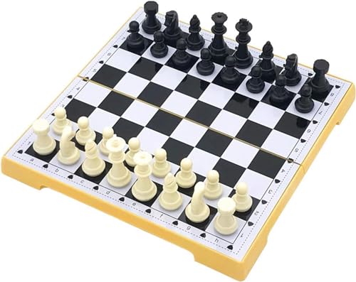 Internationales Schach, magnetisches Schachspiel, Mini-Klappschachspiel, Kunststoff-Schachbrettspiel mit Schachfiguren und Aufbewahrungsbox für das Familienspiel, Schachgeschenke von UGKSBDVJK