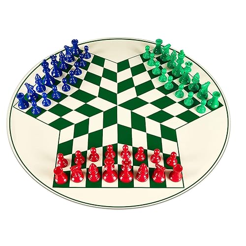 Internationales Schach Schachspiel für DREI Spieler, 25,5 Zoll großes Schachspiel, Schachbrettspielkombination aus Pu-Leder, 48 Schachfiguren für Erwachsene, Schachspiel, Schachgeschenke von UGKSBDVJK