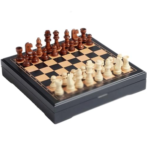 Lustiges Vintage-Schach für die ganze Familie, zusammenklappbares Schachbrett und Schachfigur aus Holz, professionelles Schachspiel für Kinder und Erwachsene, Kunsthandwerk von UGKSBDVJK