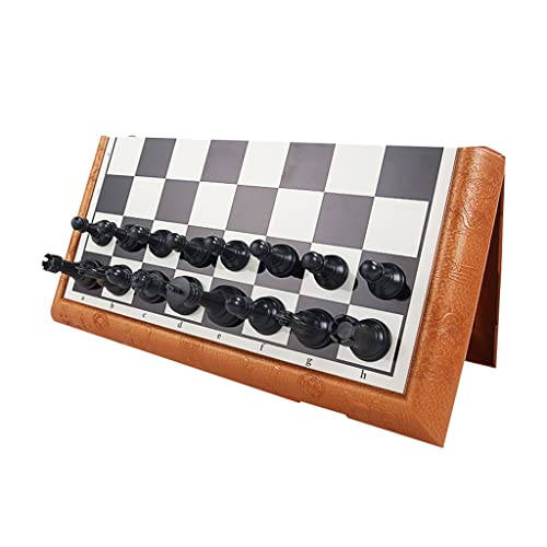 Magnetisches Schach, tragbares Schachbrett aus Kunststoff, faltbares Reiseschachspiel mit 2 Flanelltaschen, Schachspiel für Familienaktivitäten, Schachgeschenke von UGKSBDVJK