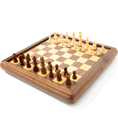 Magnetisches Schachspiel, Nicht zusammenklappbares Schachspiel aus Holz mit magnetisch gefertigten Schachfiguren, Schachspielbrett-Set mit Aufbewahrungsfächern Schachspiele von UGKSBDVJK