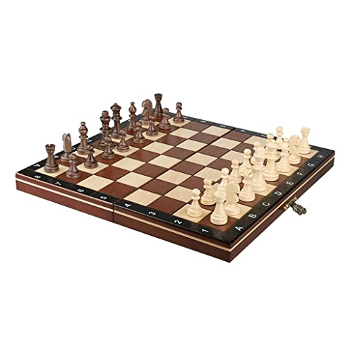 Magnetisches Schachspiel aus Holz, 11 Zoll, handgefertigtes Schachbrett mit Aufbewahrungsfächern für die Figuren, faltbares Reiseschachspiel für Erwachsene, Schachgeschenke für Anfänger von UGKSBDVJK