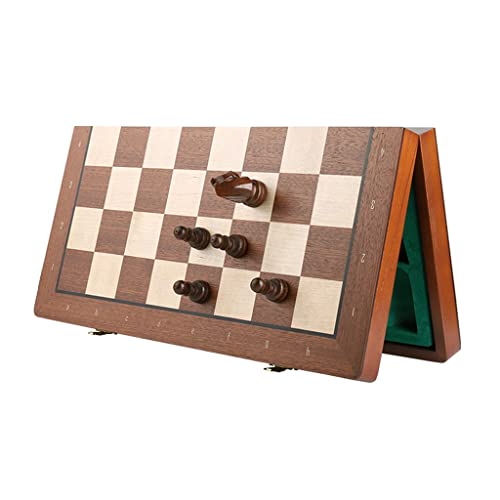 Magnetisches Schachspiel aus Holz, 15,7 Zoll, faltbares Schachbrett mit Aufbewahrungsfächern für die Figuren, Reiseschachspielset für Erwachsene, Familienparty, Schachgeschenke von UGKSBDVJK