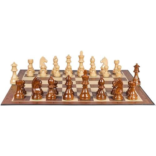 Professionelles Schach für die ganze Familie, Schachbrett aus Holz und Schachfiguren aus Kunstharz, tragbares Reiseschachspiel, Brettspiel für Kinder und Erwachsene, Kunsthandwerk von UGKSBDVJK