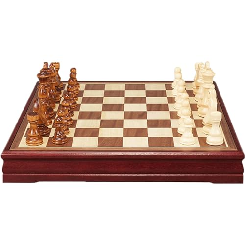 Professionelles Schach für die ganze Familie, Schachspiel aus Holz mit Schachfiguren und Aufbewahrungsfächern, Brettspiele für Kinder und Erwachsene, Kunsthandwerk von UGKSBDVJK