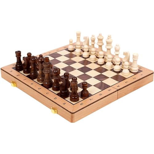 Professionelles Schach für die ganze Familie, faltbares Schachbrett aus Holz und 32 Schachfiguren, tragbares Reiseschachspiel für Kinder und Erwachsene, Kunsthandwerk von UGKSBDVJK