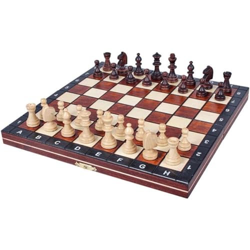 Professionelles Schach für die ganze Familie, faltbares Schachbrett und Schachfiguren, tragbares Reise-Schachspiel aus Massivholz für Kinder und Erwachsene, Kunsthandwerk von UGKSBDVJK