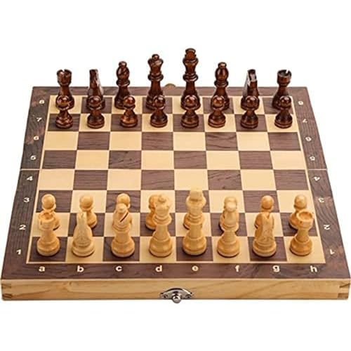 Professionelles Schach für die ganze Familie, klappbares Schachbrett aus Holz, Schachspiel, Lernspielzeug für Erwachsene, Kinder und Jugendliche, inklusive zusätzlicher Königinnen-Bastelarbeit von UGKSBDVJK