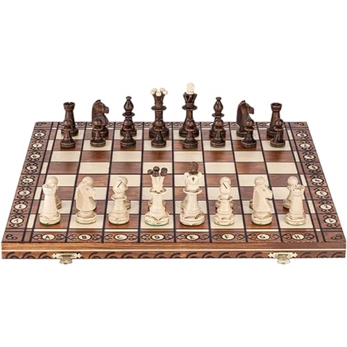 Professionelles Schach für die ganze Familie, zusammenklappbares Schachspiel aus Holz mit Schachfiguren und Aufbewahrungsfächern, Brettspiele für Kinder und Erwachsene, Kunsthandwerk von UGKSBDVJK