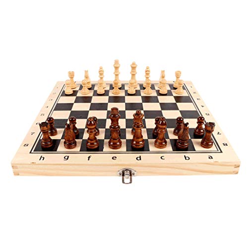 Reiseschach, zusammenklappbares magnetisches Schachspiel aus Holz, 2 zusätzliche Damen, mit Aufbewahrungsfächern für Spielsteine, tragbare Reiseschachbrettspielsets, Schachbrettspielset S/M/L von UGKSBDVJK