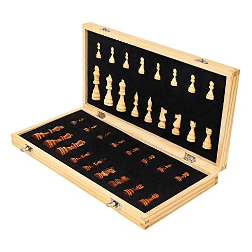 Schach, Holzschach, Schachspiel mit klappbaren Sets, Aufbewahrung für Figuren, 2 zusätzliche Damen, tolles Reisespielzeug, Geschenk-Schachspiel von UGKSBDVJK