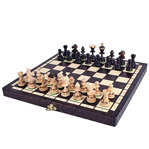 Schach, zusammenklappbar, tragbares High-End-Schachbrett, Aufbewahrungsbox für Schachspiele, handgefertigt aus Holz, Schach für Schachliebhaber von UGKSBDVJK