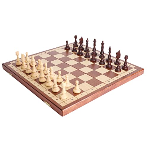 Schach, zusammenklappbar, tragbares Schachspiel, Massivholz, magnetisch, für die Familie, Reiseschachbrett, Spiel-Aufbewahrungsbox, Lernspielzeug, Geschenk, Schachspiel von UGKSBDVJK