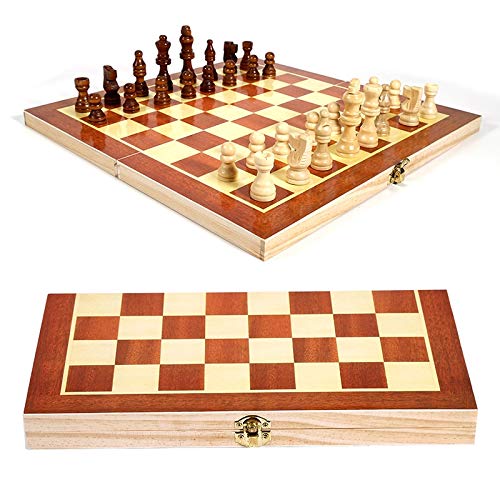 Schach 34 x 34 cm Holz Internationales Schach Faltbares Schachbrett + Schach Tragbares Reisespiel Schachspiele Schachset von UGKSBDVJK
