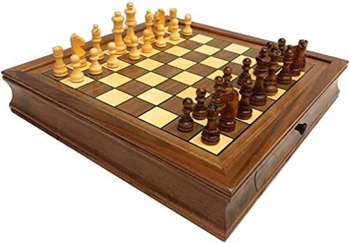Schach Hölzernes Internationales Schachspiel Handgefertigtes Schachspiel Mit Magnetischen Schachfiguren Und Schublade Großes Klassisches Retro-Schachspiel Für Erwachsene Schachbrett-Set-Spiel von UGKSBDVJK