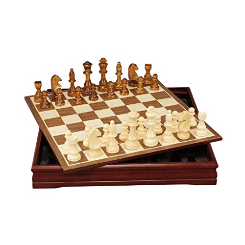 Schach-Holz-Set, Birkenstücke + Aufbewahrungs-Schachbrett für Erwachsene, Studenten, Schachgeschenke von UGKSBDVJK