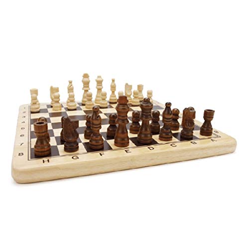Schach Tragbare Schachfiguren aus Massivholz + Damefiguren + Schachbrett mit doppeltem Verwendungszweck für Schüler, Anfänger und Erwachsene Schachbrett-Set von UGKSBDVJK