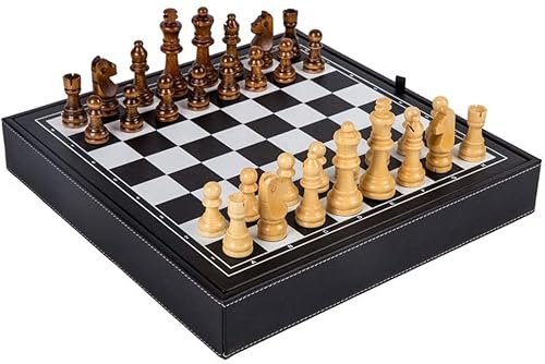 Schach für die ganze Familie, Schachspiel aus Massivholz, handgefertigt, rutschfeste Schachfiguren, natürliches Schachbrett aus Massivholz, Aufbewahrung im Inneren, Geburtstagsgeschenke, Kunsthandwe von UGKSBDVJK