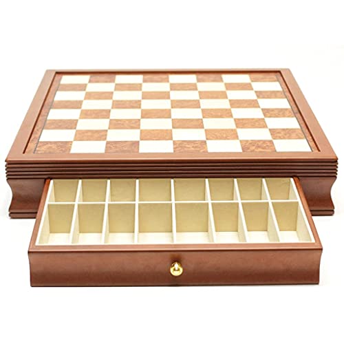 Schachbox aus Holz, Schachbrett, Aufbewahrungsbox für Schachfiguren mit Schublade, 16 Fächern, integriertem Ablagefach für Schachspiel, Spielschachspiel von UGKSBDVJK