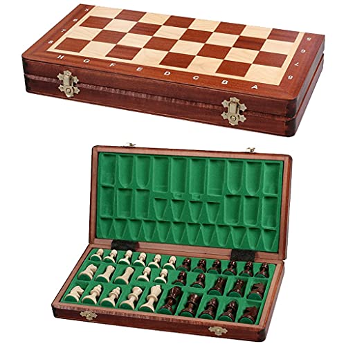 Schachbrett-Set, zusammenklappbares Schachspiel aus Holz mit 2,5-Zoll-Schachfiguren in Königshöhe, Mahagoni-Box, mittelgroßes Schachspiel als Geschenk zum Kindertag, 13,7 x 6,8 x 1,9 Zoll, Schachspi von UGKSBDVJK