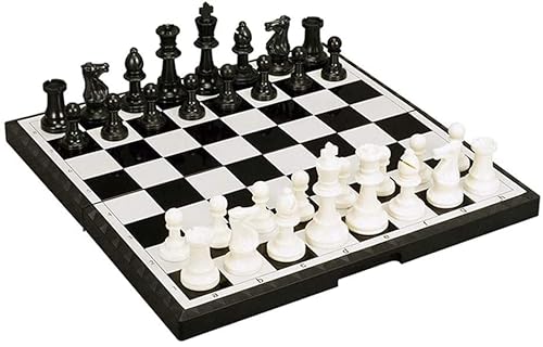 Schachspaß für die ganze Familie, faltbares Schachspiel aus Kunststoff, magnetische Schachfiguren in Schwarz und Weiß, faltbares Schachbrett, hochwertiges Schachbrettspiel, Geschenke, Kunsthandwerk von UGKSBDVJK