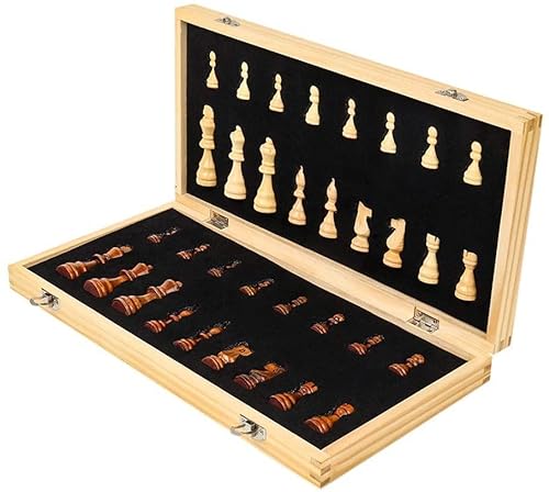 Schachspaß für die ganze Familie, magnetisches Reiseschachspiel aus Holz, Schachbrettspiel mit tragbarer Innenaufbewahrung, perfektes Schachbrett für Kinder, Anfänger und Erwachsene, Kunsthandwerk von UGKSBDVJK
