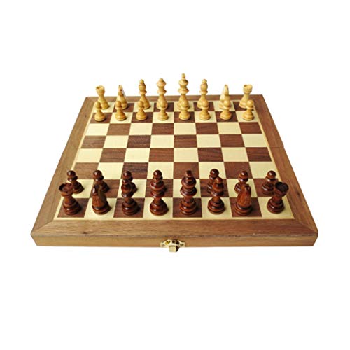 Schachspiel, zusammenklappbares Standard-Schachspielbrett aus Holz mit aus Holz gefertigten Figuren und Aufbewahrungsfächern für Schachfiguren Schachspiele von UGKSBDVJK