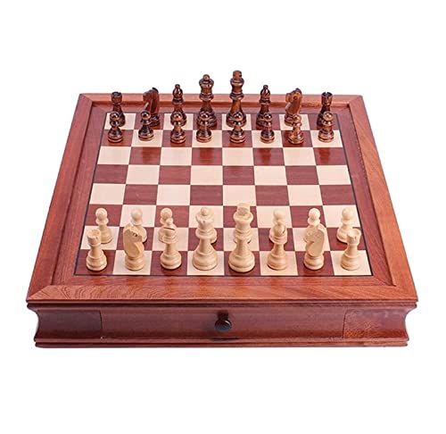 Schachspiel International 16,5 Zoll magnetisches Holzschachspiel, Mahagoni-Sets, Holzschachspiel mit Aufbewahrungsschachspiel von UGKSBDVJK