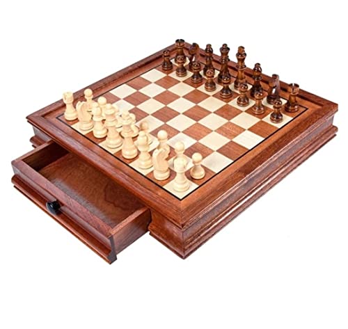Schachspiel Internationales magnetisches Schach Tragbares Reiseschachspielbrettset Holzbrett und Aufbewahrungsset 2 zusätzliche Königinnen Schachspiel in voller Größe von UGKSBDVJK