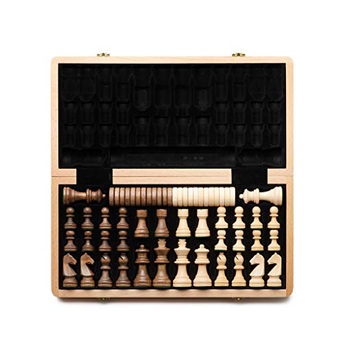 Schachspiel aus Holz, 2-in-1, Schach, Dame, Spiel für drinnen oder draußen, Reisespiele, Schachspiel, Brett, Dame, Unterhaltung, Schachspiel, Brettspiel von UGKSBDVJK