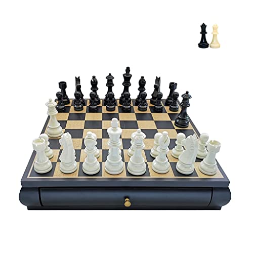 Schachspiel aus Holz, handgefertigtes Schachbrett mit Figurenaufbewahrungsschublade, 15-Zoll-Schachspielset, Geschenk für Erwachsene und Profis, Schachgeschenke von UGKSBDVJK