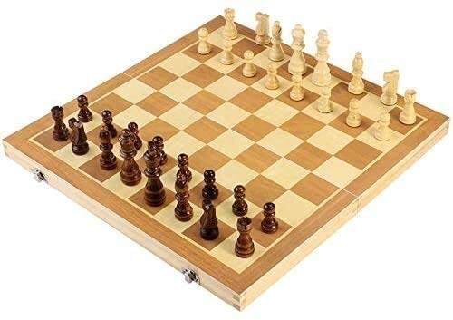 Schachspiele und -bretter, Dame und Backgammon, faltbares magnetisches Holz-Brettspiel mit Stücken, mit tragbaren, süßen Aufbewahrungstaschen F von UGKSBDVJK