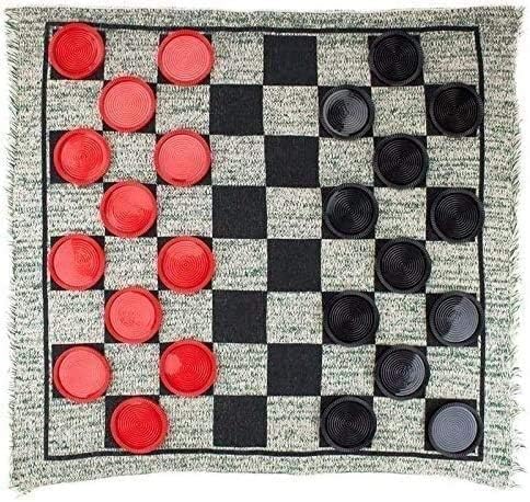 Schachspiele und -bretter, Dame und Backgammon, riesiges 3-in-1-Damespiel und Mega-Tic-Tac-Toe mit wendbarem Teppich – Jumbo-Brettspiele für drinnen und draußen für lustige Familienpartys von UGKSBDVJK