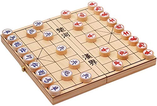 Schachspiele und -bretter, chinesisches Klappschachbrett aus Massivholz, kreisförmige chinesische Figuren, Unterhaltungsspiel, Standardkonfiguration von UGKSBDVJK